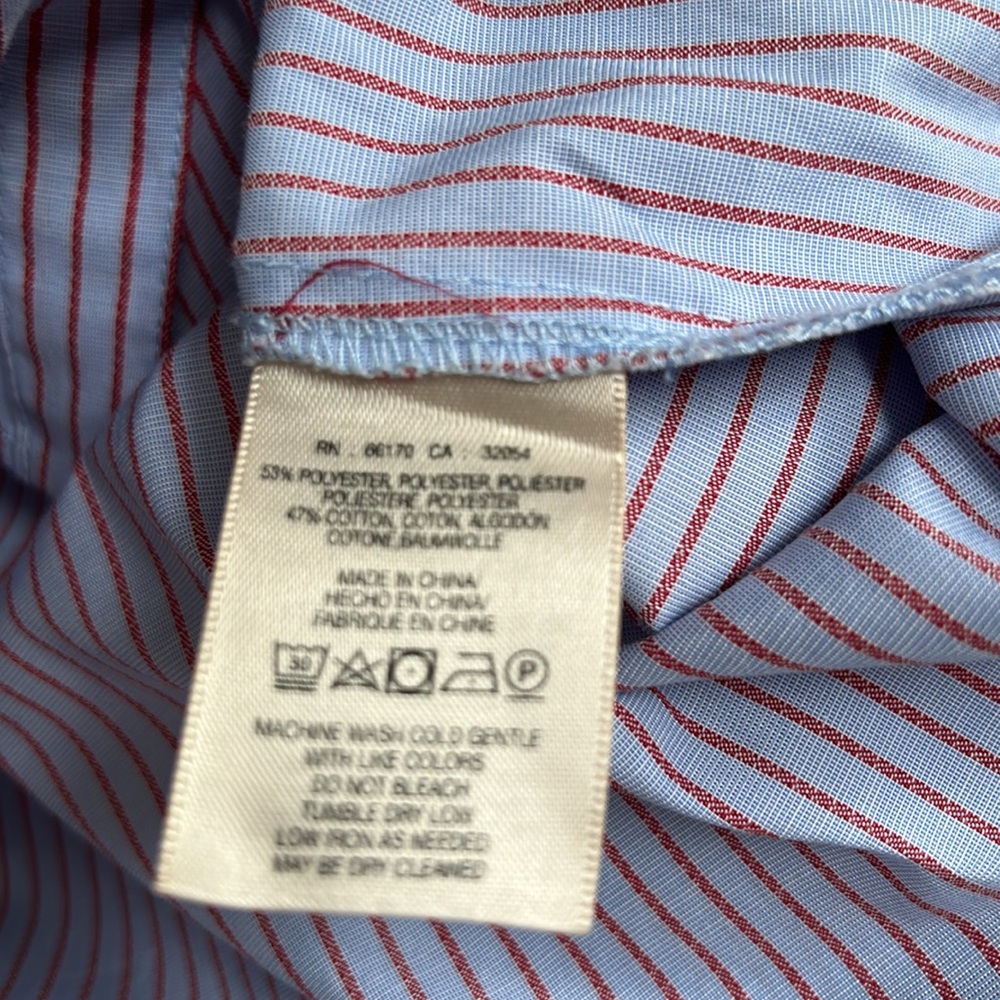 Maeve Red and Blue Small Striped Bell Sleeved Blouse sz 4 - Picture 7 of 7
